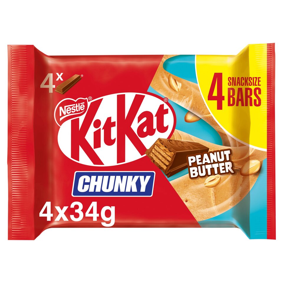 KitKat Chunky Peanut Butter Chocolate Bar 4 Pack - 34g