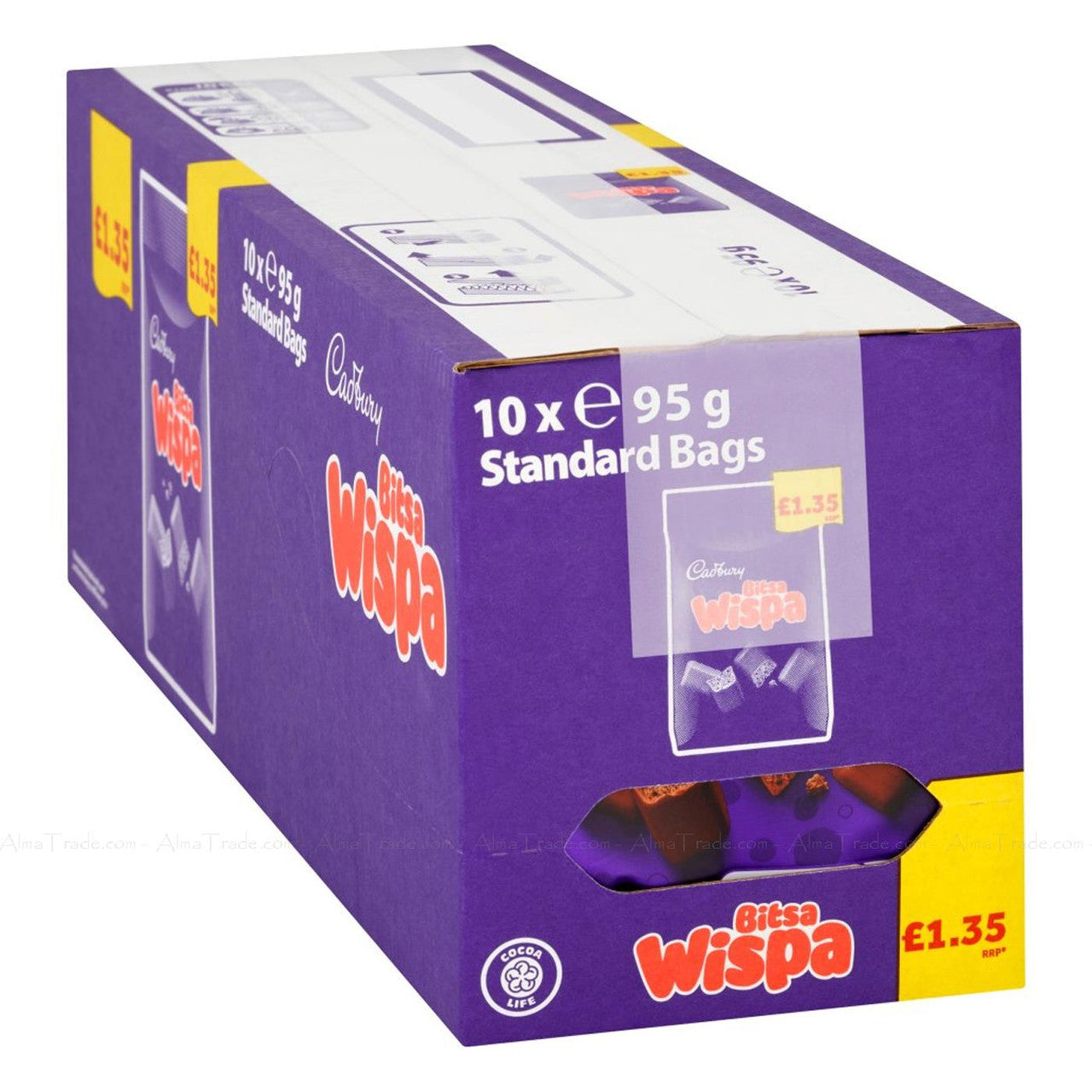 Cadbury Bitsa Wispa Chocolate - 95g - Pack of 10