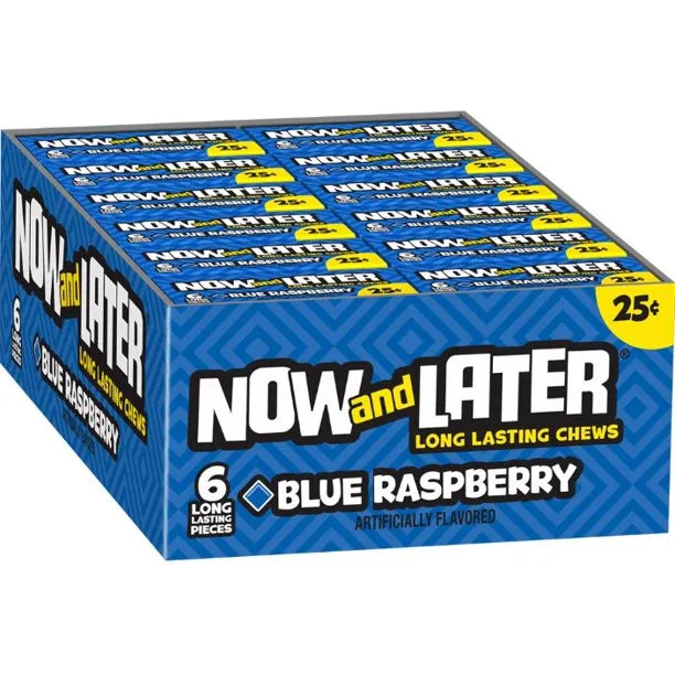 Now & Later Original Taffy Chews Candy, Blue Raspberry - 26g - Greens Essentials
