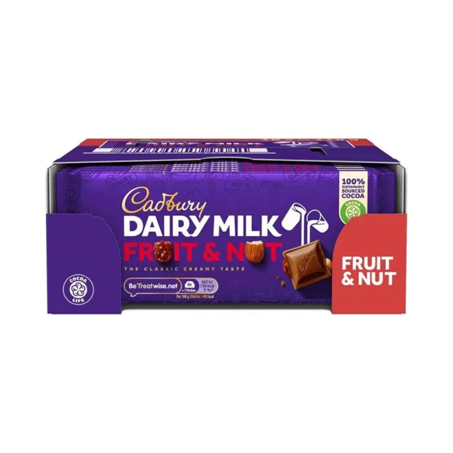 Cadbury Dairy Milk Chopped Fruit & Nut - 95g - Pack of 22