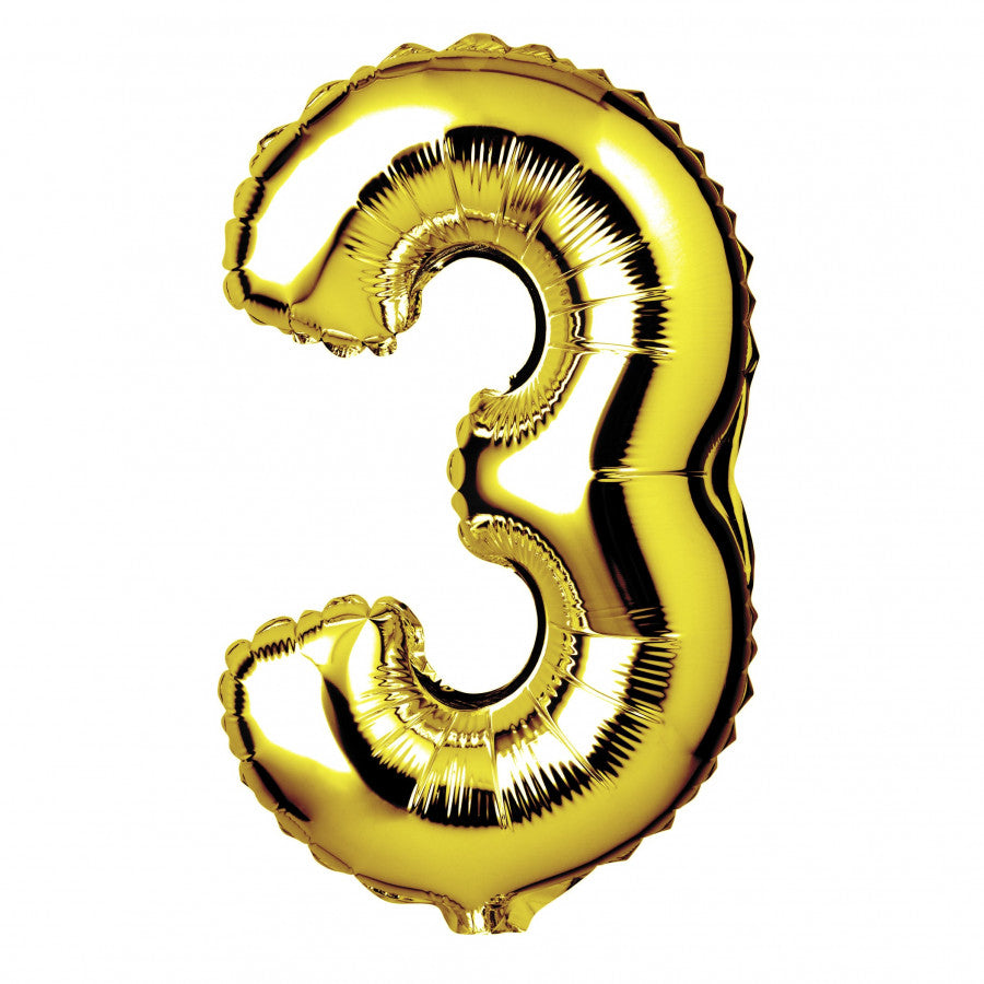 Gold Foil Helium Balloon Number 3 - 34"/ 86.3cm
