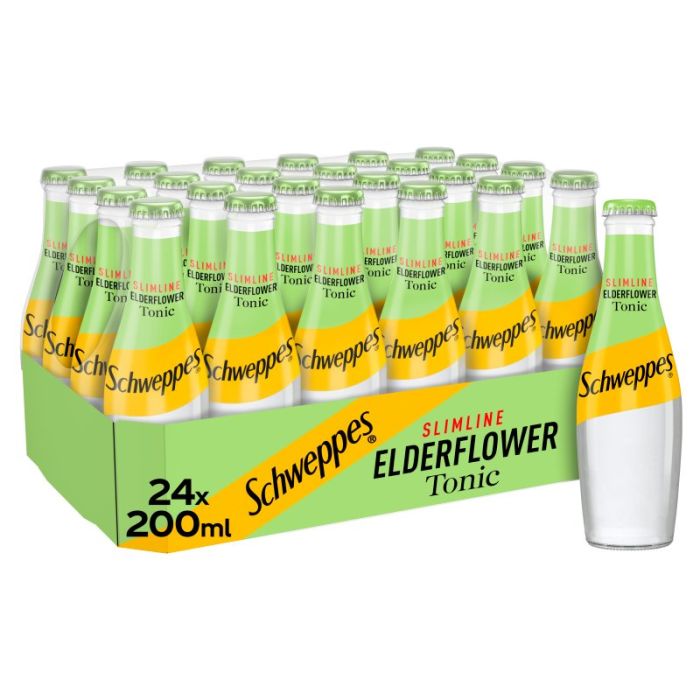 Schweppes Slimline Elderflower Tonic Water - 200ml - Case of 24