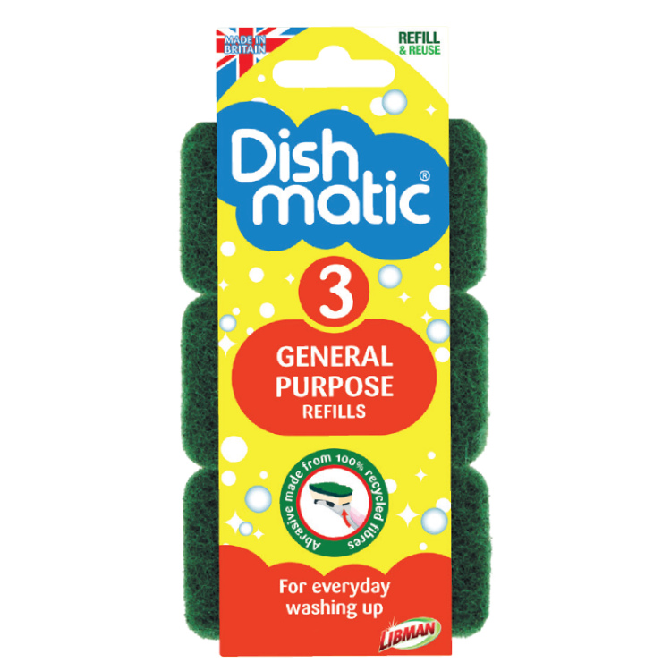 Dishmatic Spare Heads Green General Purpose - Pack of 3