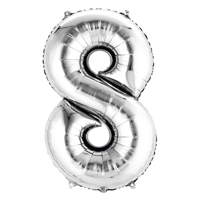 Silver Foil Helium Balloon Number 8 - 34"/ 86cm