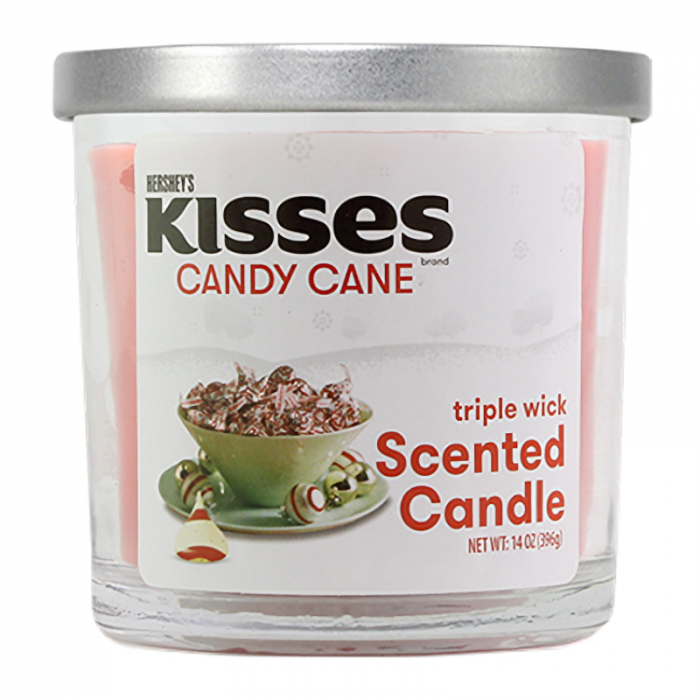Hershey's Kisses Candy Cane Triple Wick Scented Candle - 14oz