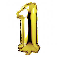 Gold Foil Helium Balloon Number 1 - 34"/ 86.3cm