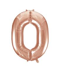 Rose Gold Foil Helium Balloon Number 0 - 34"/ 86.3cm
