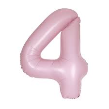Light Pink Foil Helium Balloon Number 4 - 34"/ 86.3cm