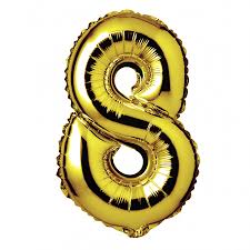 Gold Foil Helium Balloon Number 8 - 34"/ 86.3cm