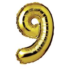Gold Foil Helium Balloon Number 9 - 34"/ 86.3cm