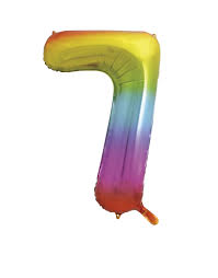 Rainbow Foil Helium Balloon Number 7 - 34"/ 86.3cm