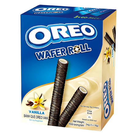 Oreo Vanilla Cream Filled Wafer Rolls - 54g