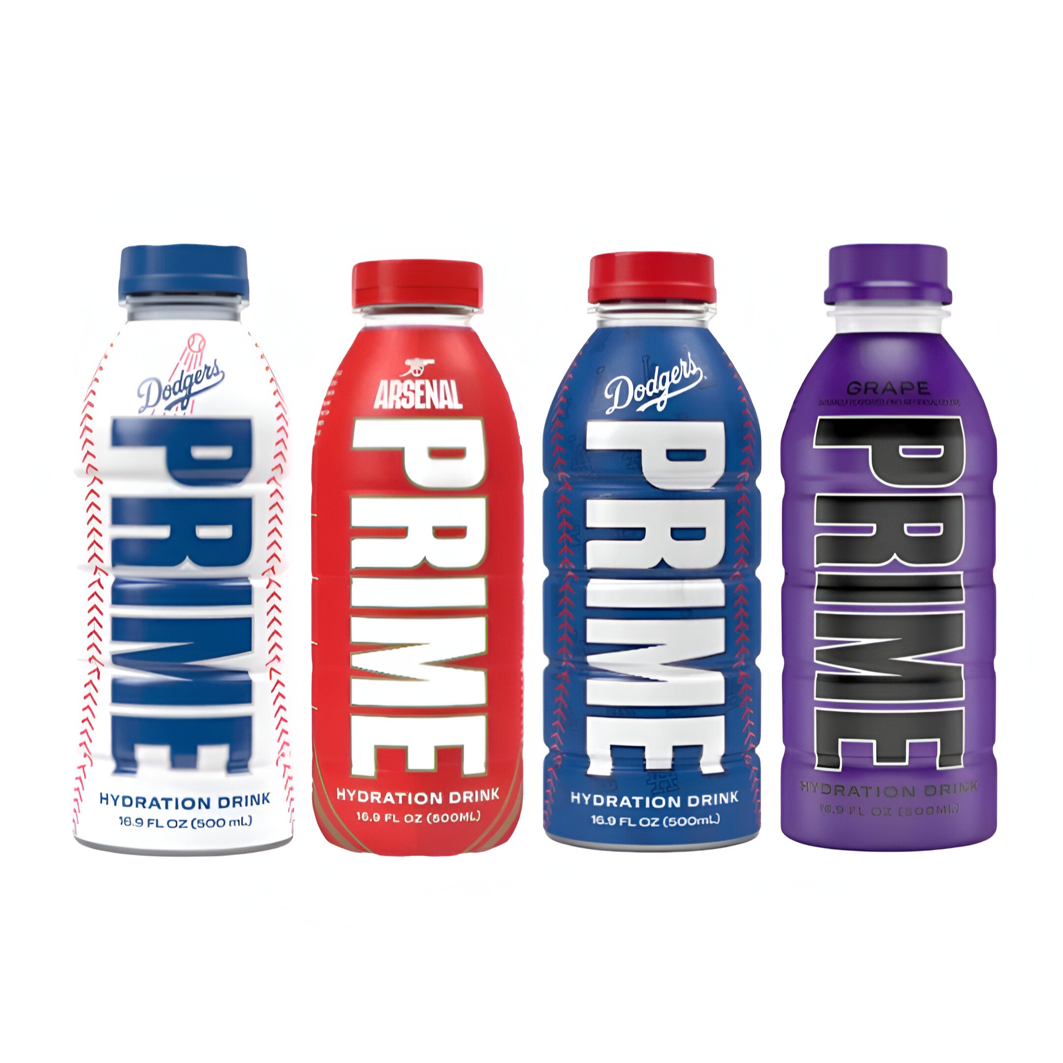 Prime Hydration Arsenal Football Club Bottle x Dodgers V2 x Grape x LA Dodgers Ice Pop Fly