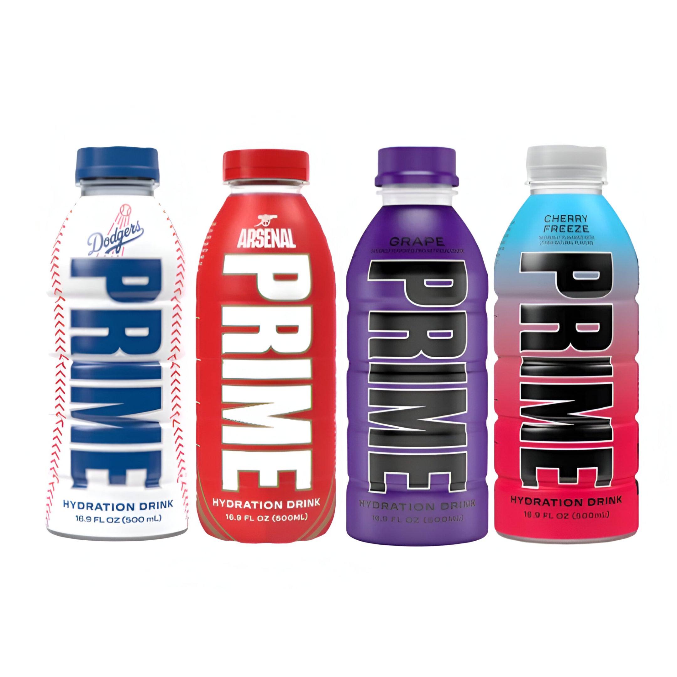 Prime Hydration Arsenal Football Club Bottle x LA Dodgers x Grape x Cherry Freeze