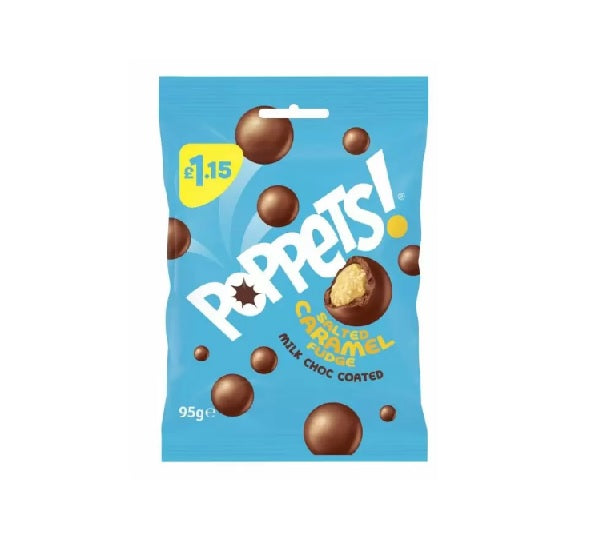 Poppets Milk Chocolate Coated Salted Caramel Fudge Pouch - 120g