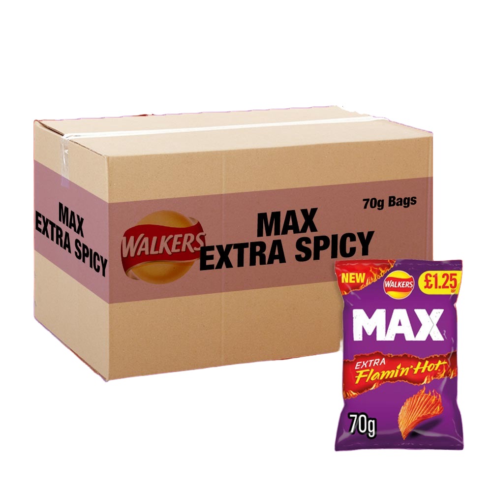 Walkers Max Extra Flamin' Hot Crisps - 70g Pack of 15