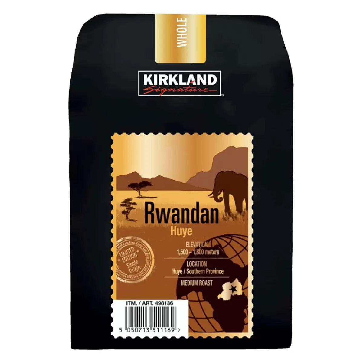 Kirkland Signature Rwandan Medium Roast Whole Coffee Beans - 907g