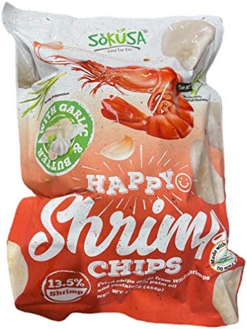 SoKusa Happy Shrimp Chips with Garlic & Butter - 16 oz