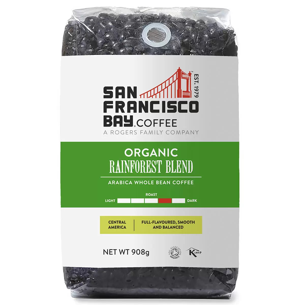 San Francisco Bay Organic Rainforest Blend Whole Bean Coffee - 908g