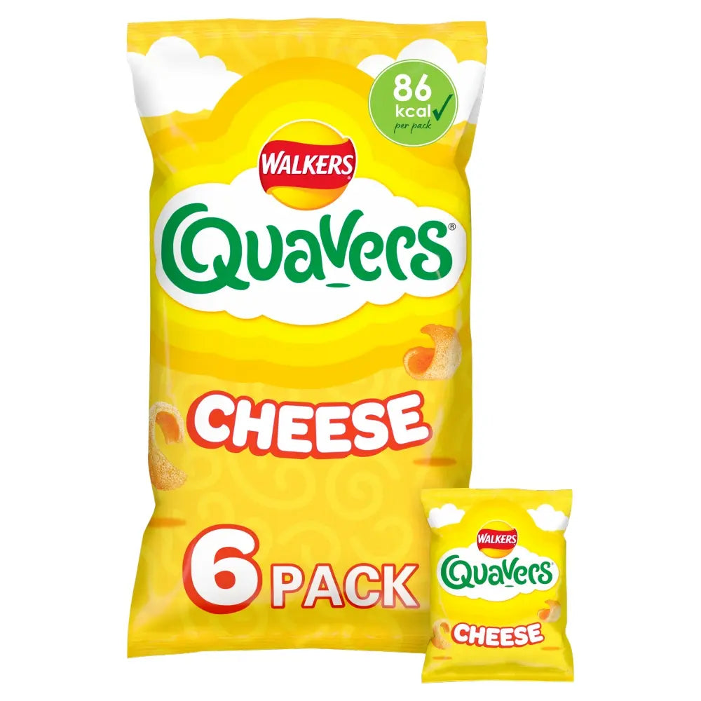 Walkers Quavers Cheese Snacks Crisps - 16g - Pack of 6