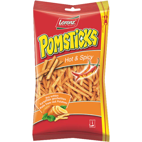 Lorenz Pomsticks Hot Spicy - 85g - Greens Essentials