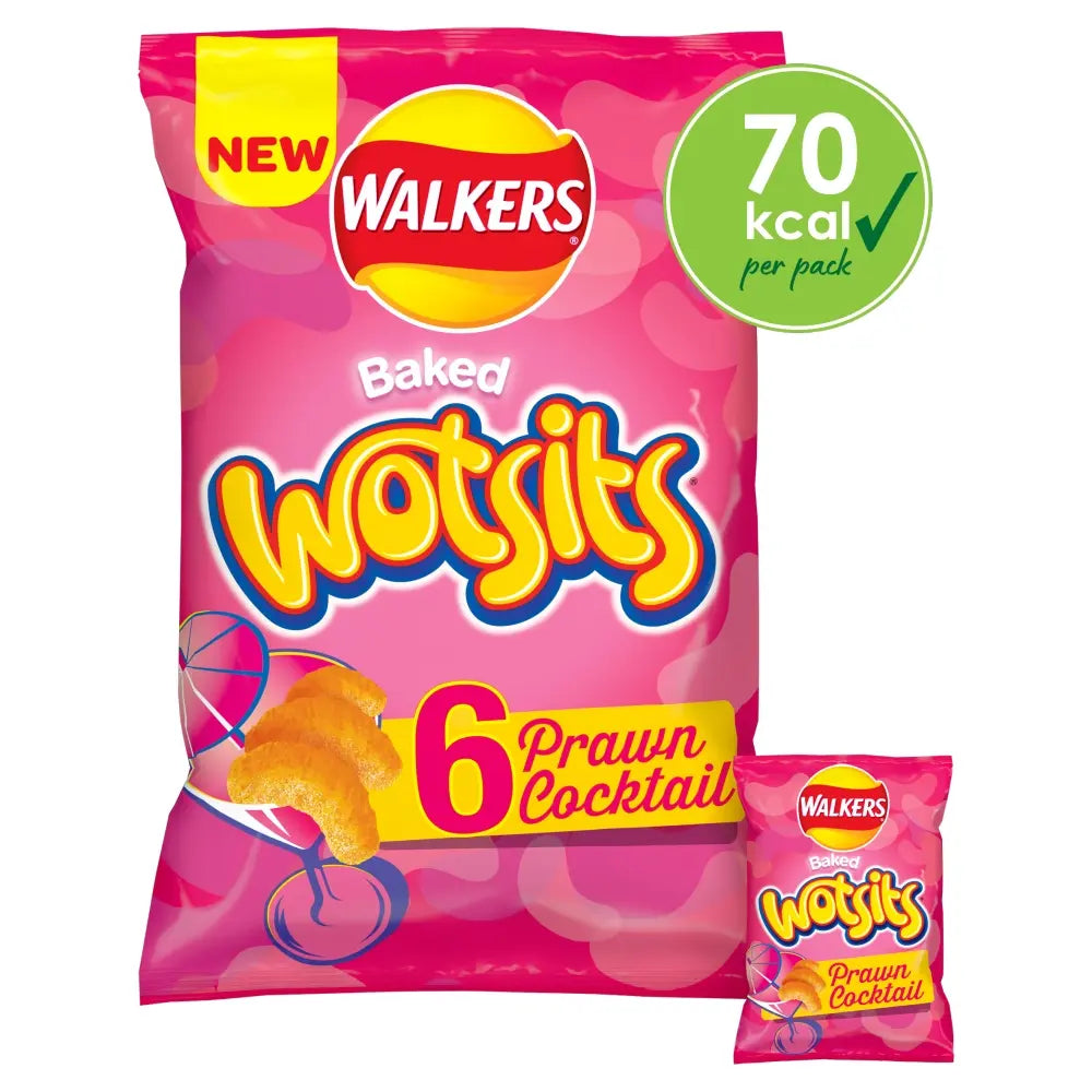 Walkers Wotsits Prawn Cocktail Snacks - 13.5g - Pack of 6