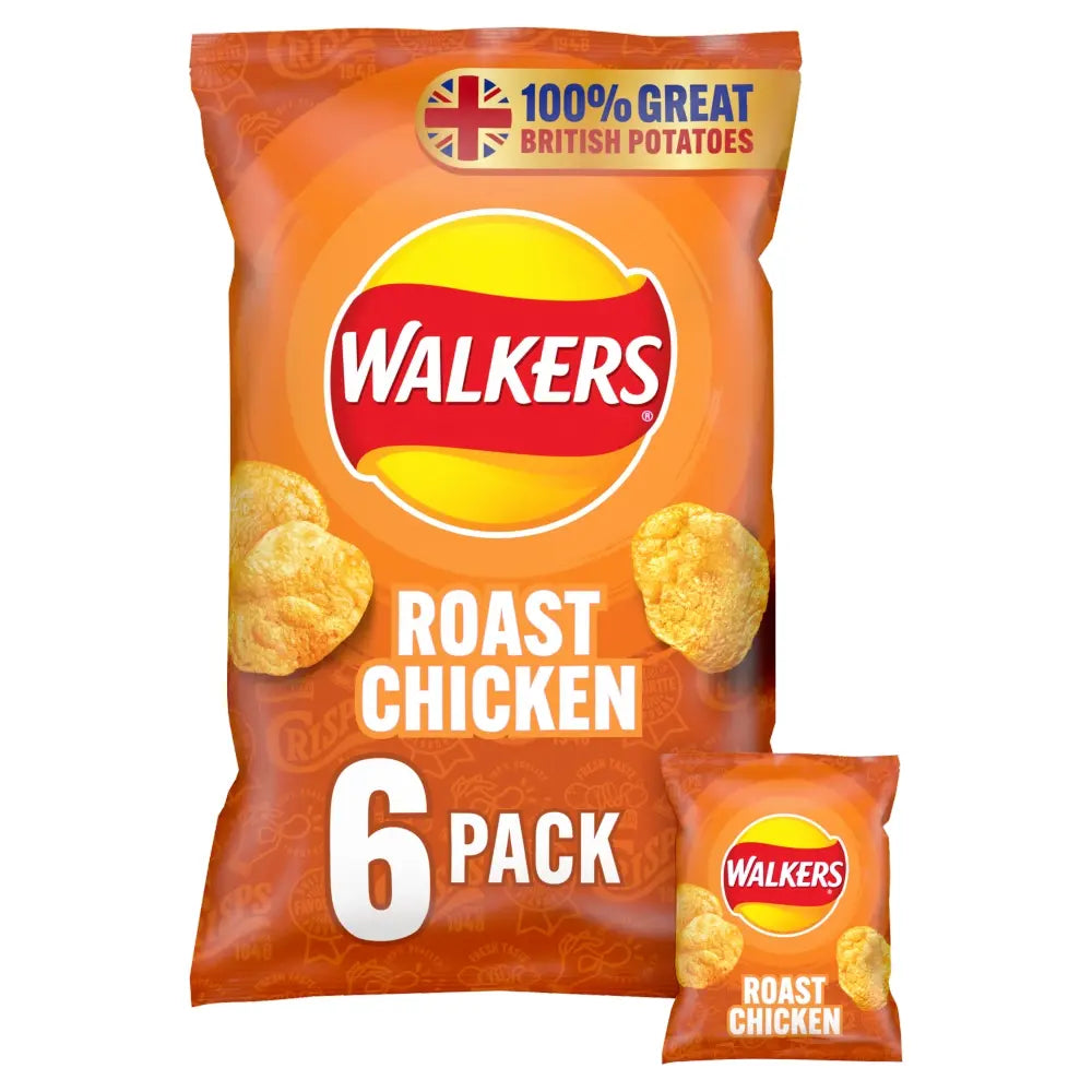 Walkers Roast Chicken Crisps - 25g - Pack of 6