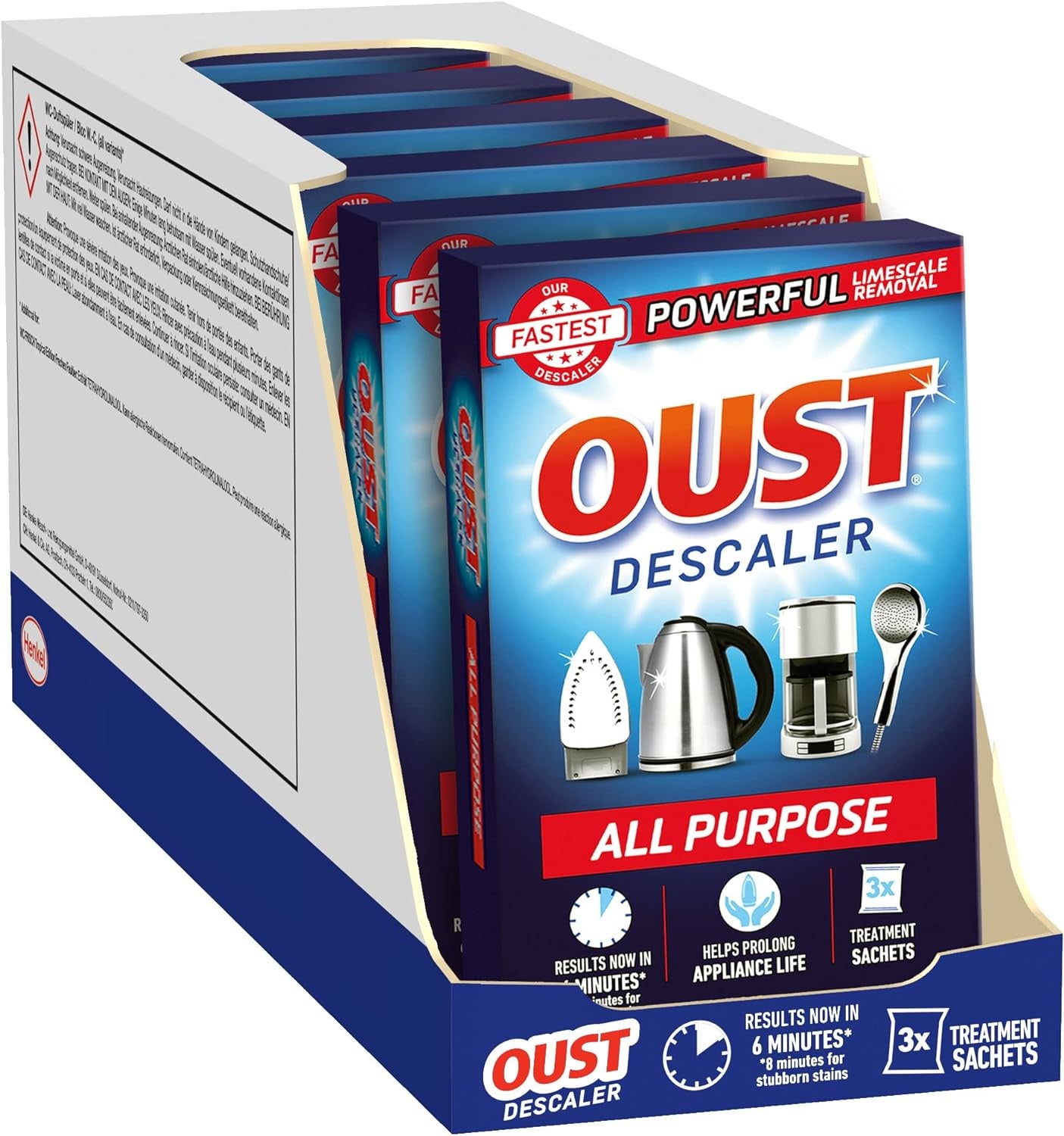 Oust Powerful All Purpose Descaler, Limescale Remover - 3 Sachets x 6 (18 Sachets Total)