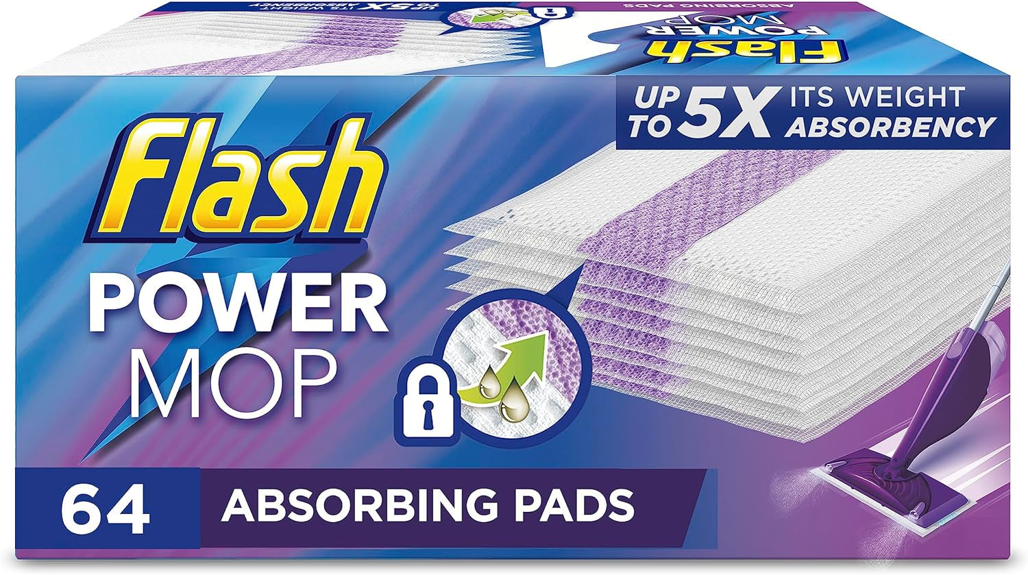 Flash Powermop Absorbing Refill Pads - 64 Count