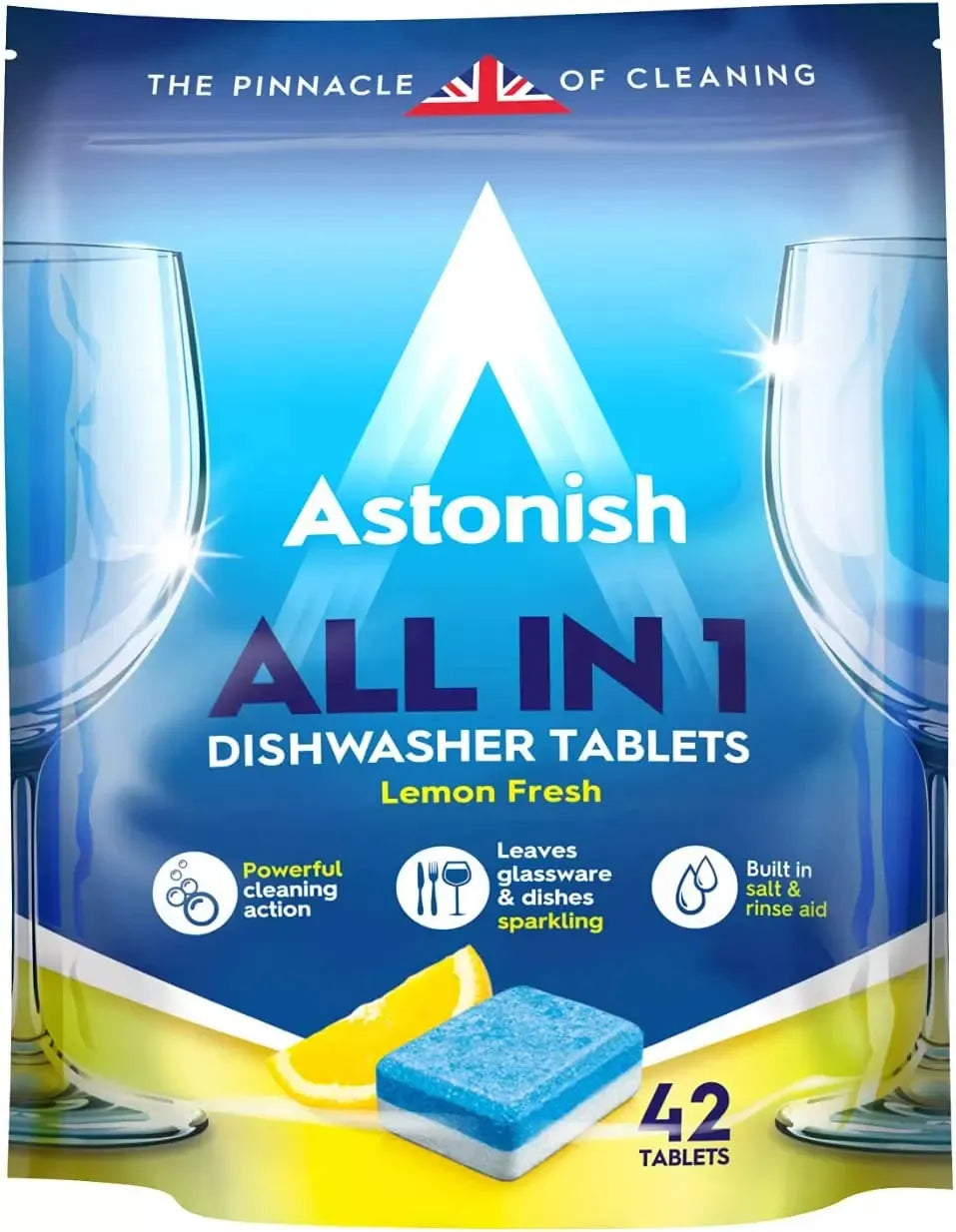 Astonish All In 1 Lemon Fresh Dishwasher Tablets - Pack of 42 - Greens Essentials